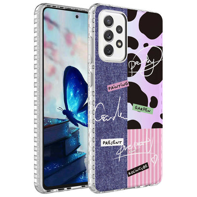Galaxy A72 Kılıf Airbag Kenarlı Renkli Desenli Silikon Zore Elegans Kapak NO7