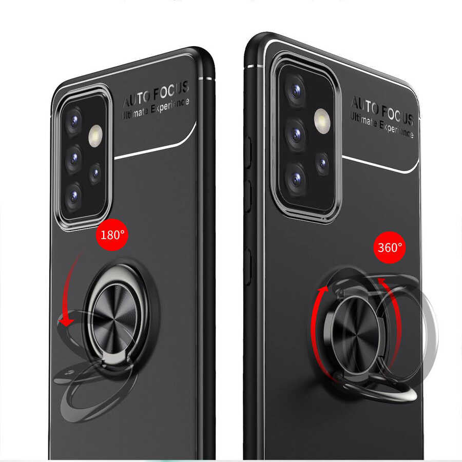 Galaxy A72 Kılıf Zore Ravel Silikon Kapak Siyah-Rose Gold