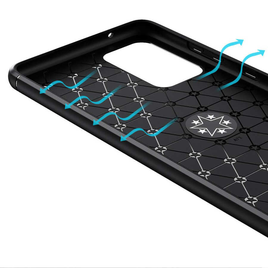 Galaxy A72 Kılıf Zore Ravel Silikon Kapak Siyah-Kırmızı