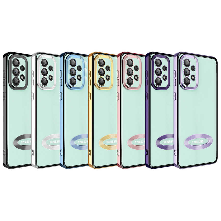 Galaxy A73 Kılıf Kamera Korumalı Logo Gösteren Zore Omega Kapak Lila