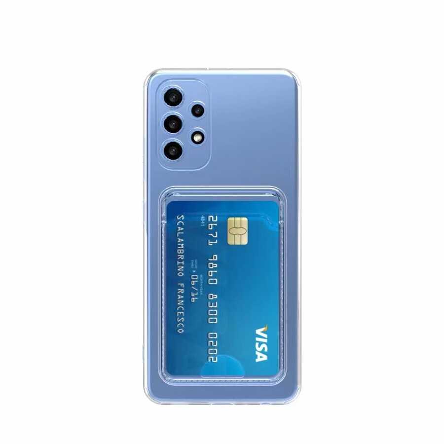 Galaxy A73 Kılıf Kartlıklı Şeffaf Zore Setra Clear Silikon Kapak Renksiz