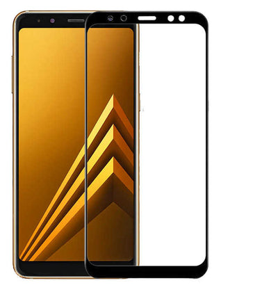 Galaxy A8 2018 Zore Ekranı Tam Kaplayan Düz Cam Koruyucu Siyah