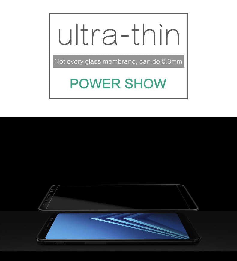 Galaxy A8 2018 Zore Ekranı Tam Kaplayan Düz Cam Koruyucu Siyah