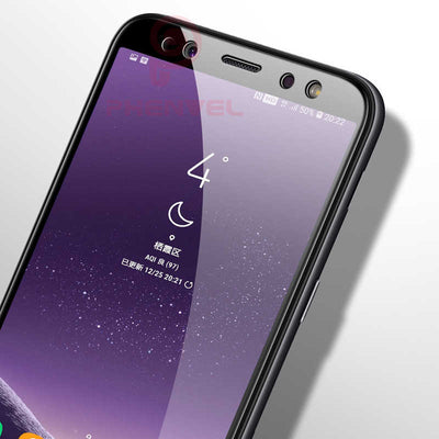 Galaxy A8 2018 Zore Kenarları Kırılmaya Dayanıklı Cam Ekran Koruyucu Siyah