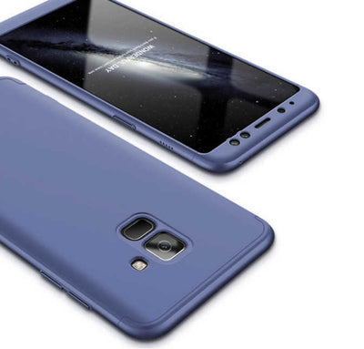Galaxy A8 2018 Kılıf Zore 360 3 Parçalı Rubber Kapak Lacivert