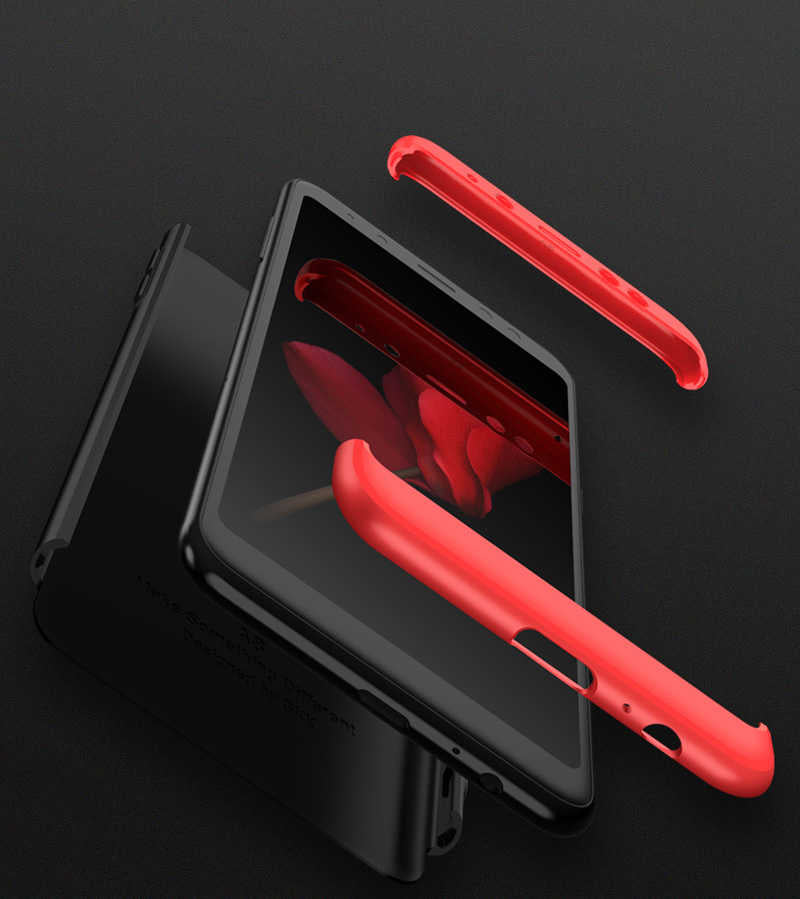 Galaxy A8 2018 Kılıf Zore Ays Kapak Siyah-Kırmızı