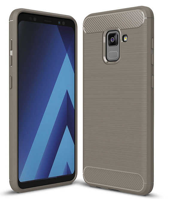 Galaxy A8 2018 Kılıf Zore Room Silikon Kapak Gri