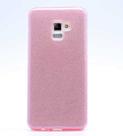 Galaxy A8 2018 Kılıf Zore Shining Silikon Rose Gold