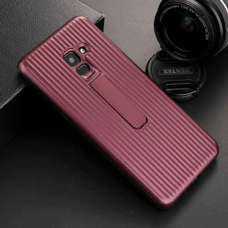 Galaxy A8 2018 Kılıf Zore Wave Standlı Mıknatıslı Kapak Siyah