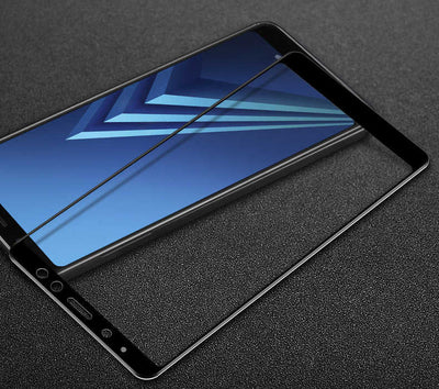 Galaxy A8 Plus 2018 Zore Ekranı Tam Kaplayan Düz Cam Koruyucu Siyah