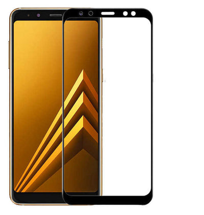 Galaxy A8 Plus 2018 Zore Ekranı Tam Kaplayan Düz Cam Koruyucu Siyah