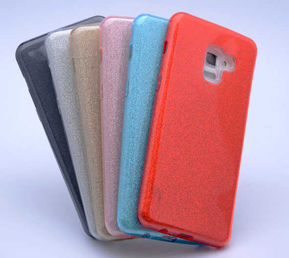 Galaxy A8 Plus 2018 Kılıf Zore Shining Silikon Rose Gold