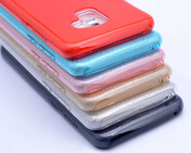 Galaxy A8 Plus 2018 Kılıf Zore Shining Silikon Rose Gold