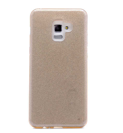 Galaxy A8 Plus 2018 Kılıf Zore Shining Silikon Gold