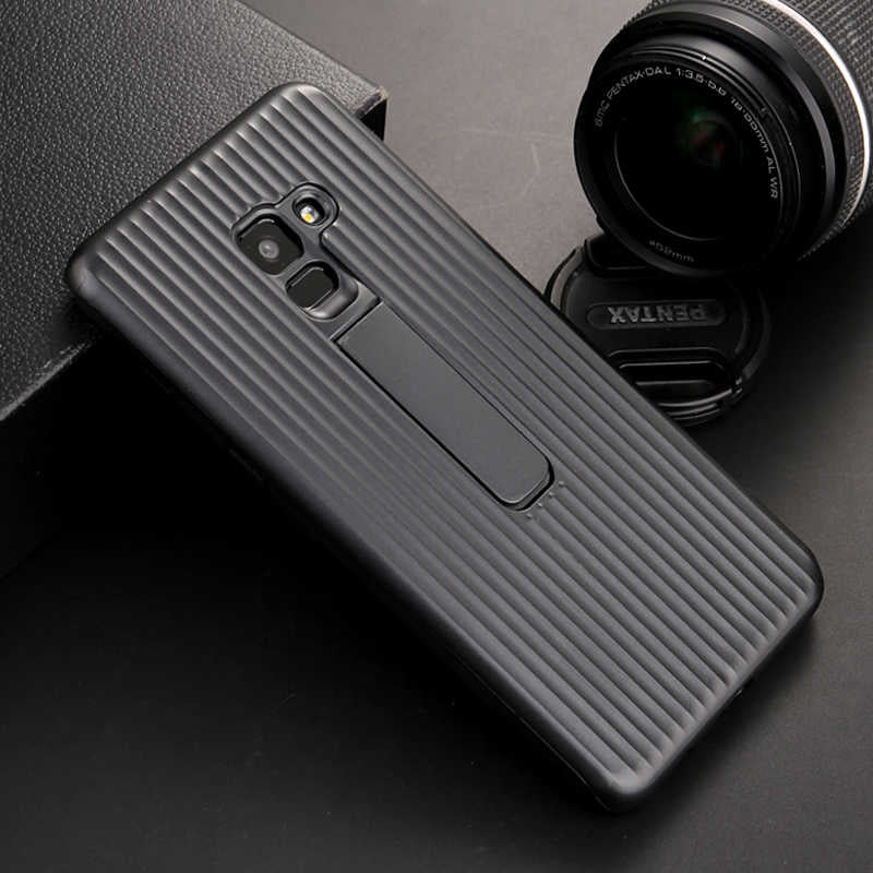 Galaxy A8 Plus 2018 Kılıf Zore Wave Standlı Mıknatıslı Kapak Siyah