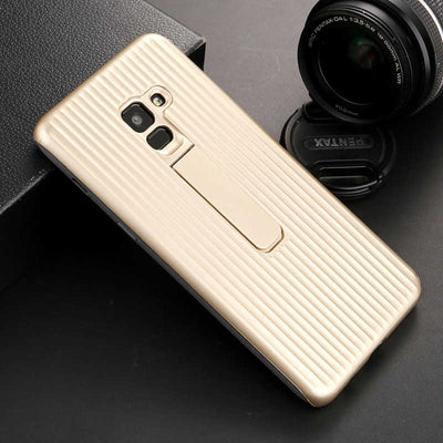 Galaxy A8 Plus 2018 Kılıf Zore Wave Standlı Mıknatıslı Kapak Gold