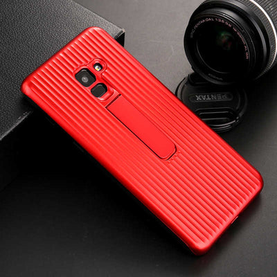 Galaxy A8 Plus 2018 Kılıf Zore Wave Standlı Mıknatıslı Kapak Kırmızı