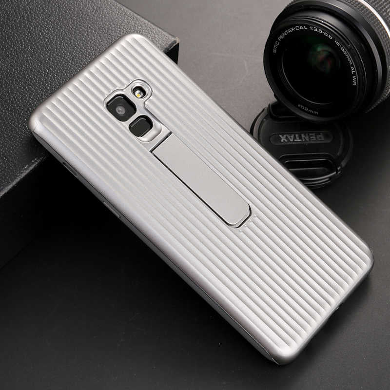 Galaxy A8 Plus 2018 Kılıf Zore Wave Standlı Mıknatıslı Kapak Mürdüm