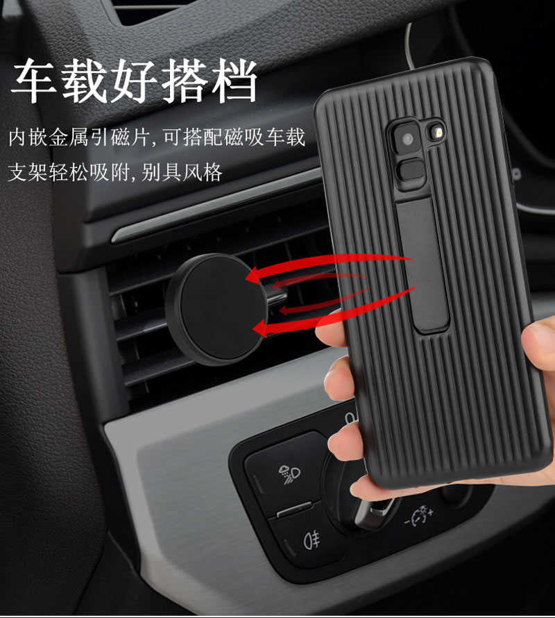 Galaxy A8 Plus 2018 Kılıf Zore Wave Standlı Mıknatıslı Kapak Gold