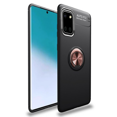 Galaxy A81 (Note 10 Lite) Kılıf Zore Ravel Silikon Kapak Siyah-Rose Gold