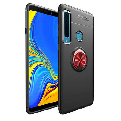 Galaxy A9 2018 Kılıf Zore Ravel Silikon Kapak Siyah-Kırmızı