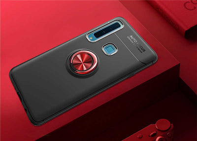 Galaxy A9 2018 Kılıf Zore Ravel Silikon Kapak Siyah-Kırmızı