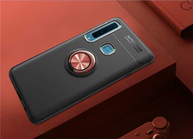 Galaxy A9 2018 Kılıf Zore Ravel Silikon Kapak Siyah-Rose Gold