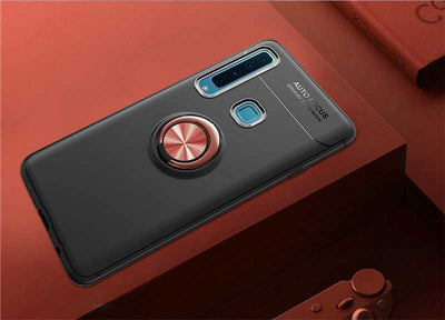 Galaxy A9 2018 Kılıf Zore Ravel Silikon Kapak Siyah-Rose Gold