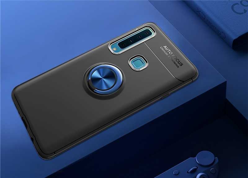 Galaxy A9 2018 Kılıf Zore Ravel Silikon Kapak Siyah-Mavi