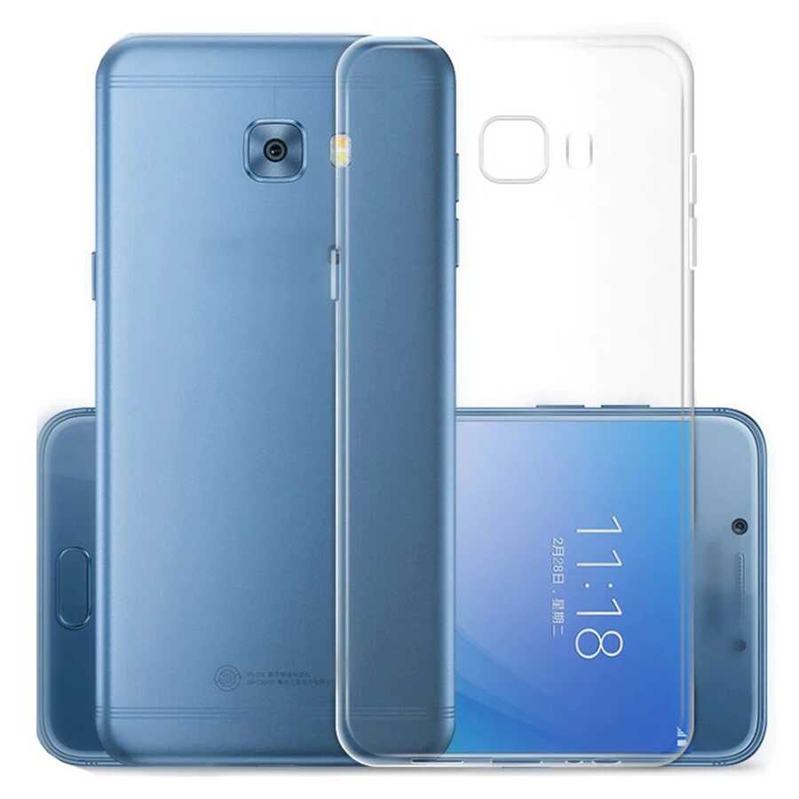 Galaxy C7 Kılıf Zore Kamera Korumalı Süper Silikon Kapak Renksiz