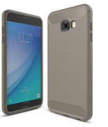 Galaxy C7 Pro Kılıf Zore Room Silikon Kapak Gri