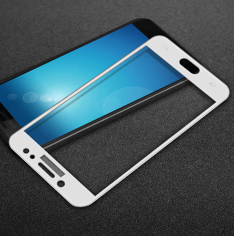 Galaxy C8 Zore Ekranı Tam Kaplayan Düz Cam Koruyucu Siyah