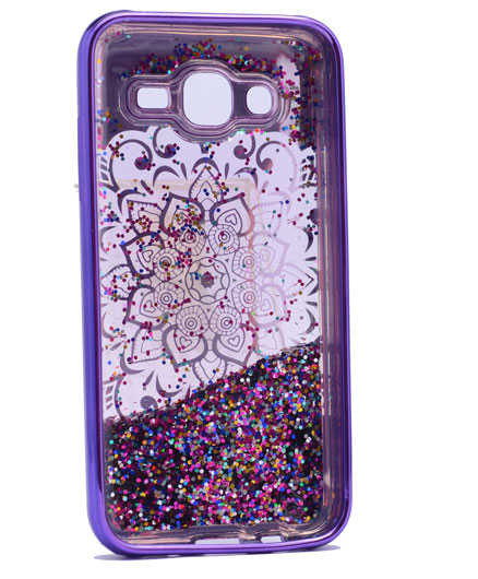 Galaxy J2 Kılıf Zore Lazer Çiçekli Sıvılı Silikon Pembe Açık