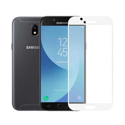 Galaxy J330 Pro Zore Kenarları Kırılmaya Dayanıklı Cam Ekran Koruyucu Beyaz