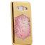 Galaxy J330 Pro Kılıf Zore Lazer Çiçekli Sıvılı Silikon Pembe Koyu