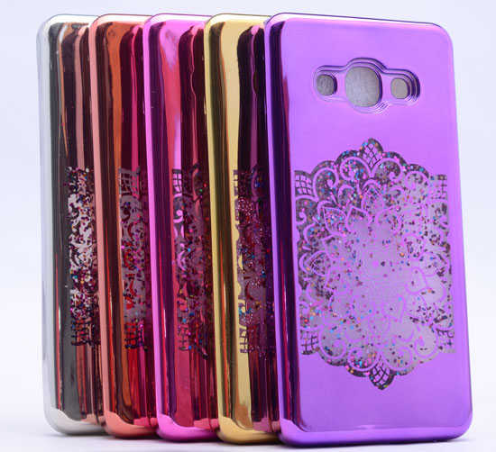 Galaxy J330 Pro Kılıf Zore Lazer Çiçekli Sıvılı Silikon Gold