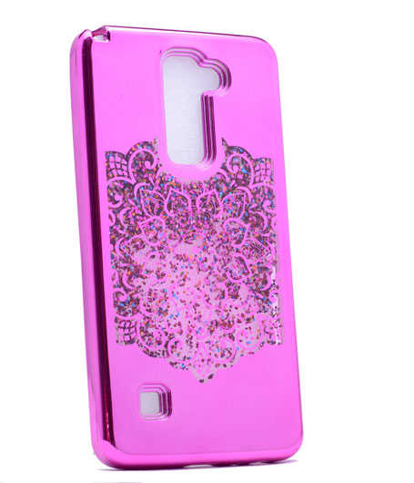 Galaxy J330 Pro Kılıf Zore Lazer Çiçekli Sıvılı Silikon Pembe Koyu