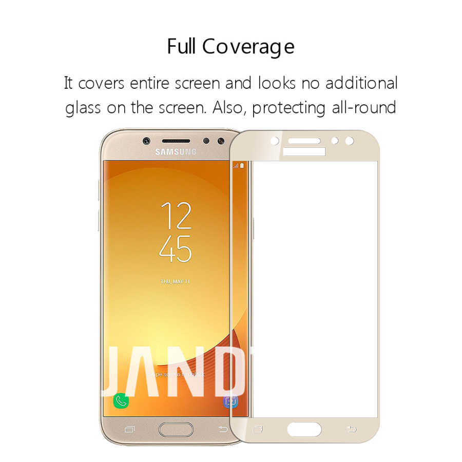 Galaxy J4 Zore Kenarları Kırılmaya Dayanıklı Cam Ekran Koruyucu Gold