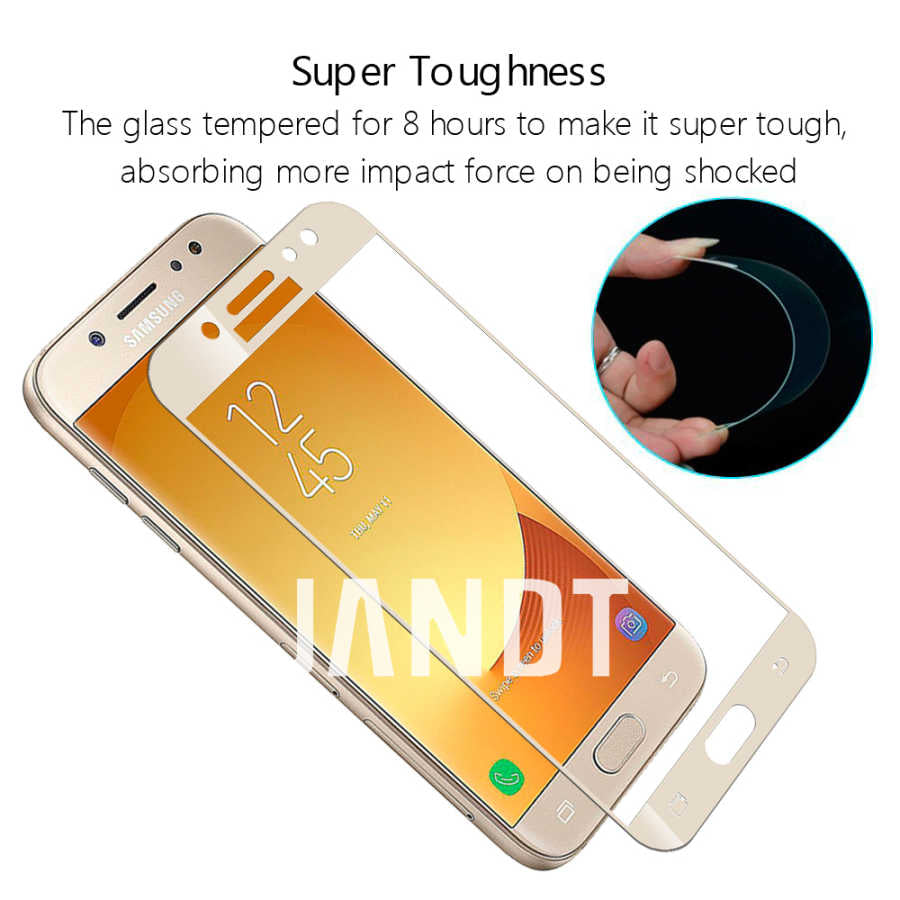 Galaxy J4 Zore Kenarları Kırılmaya Dayanıklı Cam Ekran Koruyucu Gold