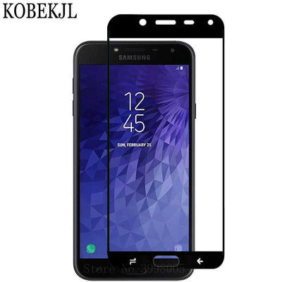 Galaxy J4 Zore Kenarları Kırılmaya Dayanıklı Cam Ekran Koruyucu Siyah