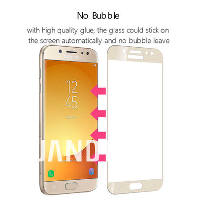 Galaxy J4 Zore Kenarları Kırılmaya Dayanıklı Cam Ekran Koruyucu Gold