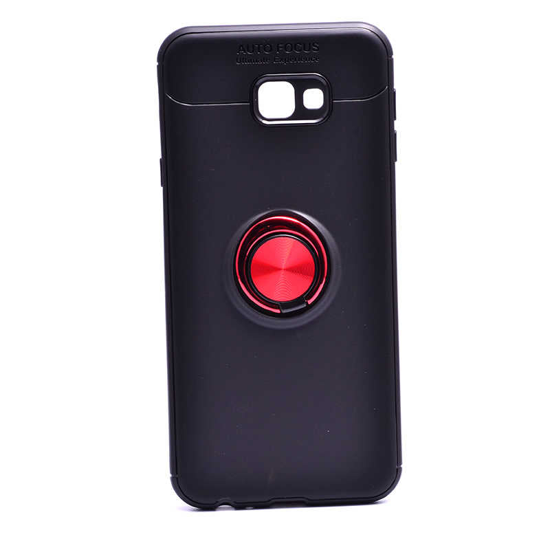 Galaxy J4 Plus Kılıf Zore Ravel Silikon Kapak Siyah-Kırmızı