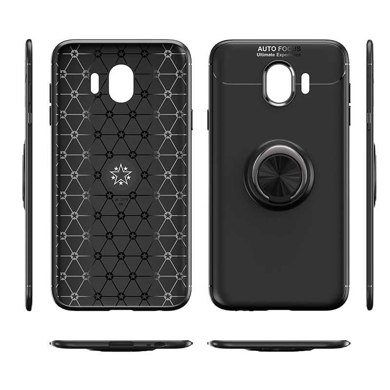 Galaxy J4 Kılıf Zore Ravel Silikon Kapak Siyah-Kırmızı