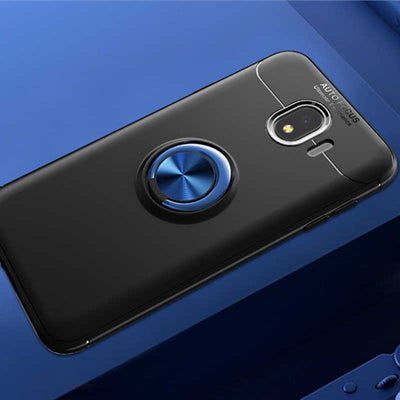 Galaxy J4 Kılıf Zore Ravel Silikon Kapak Siyah-Mavi