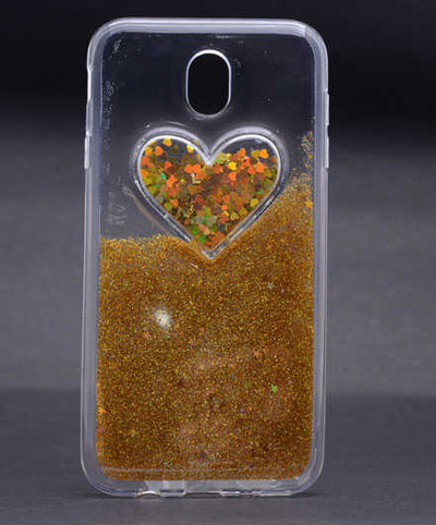 Galaxy J530 Pro Kılıf Zore Kalpli Silikon Gold