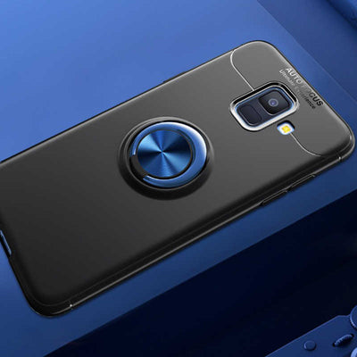 Galaxy J6 Kılıf Zore Ravel Silikon Kapak Siyah-Mavi