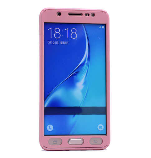 Galaxy J7 2016 Kılıf Zore 360 3 Parçalı Rubber Kapak Rose Gold