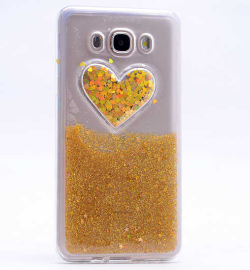 Galaxy J7 2016 Kılıf Zore Kalpli Silikon Gold