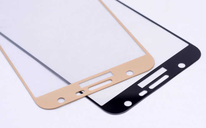 Galaxy J7 Core Zore Ekranı Tam Kaplayan Düz Cam Koruyucu Gold