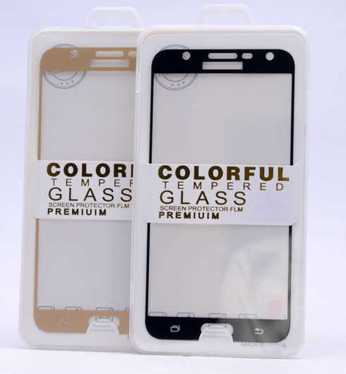 Galaxy J7 Core Zore Ekranı Tam Kaplayan Düz Cam Koruyucu Gold